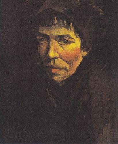 Vincent Van Gogh Head of a Peasant Woman with a dark hood Spain oil painting art
